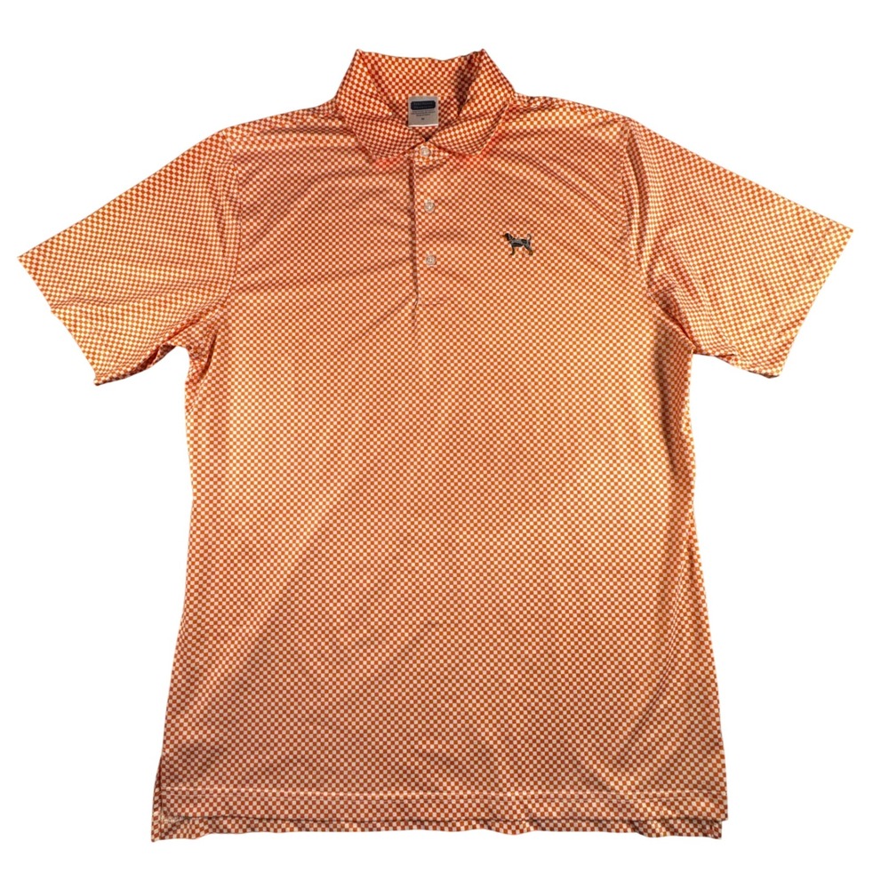 Vol Traditions Polo Men M Orange Checkered Performance Tennessee Smokey Logo - Picture 3 of 11